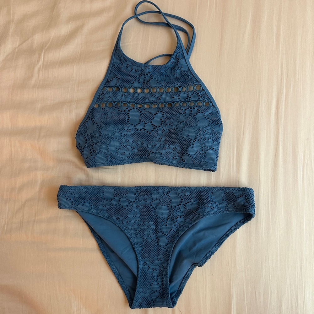 aerie blue halter bikini